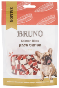 חטיף לכלבים ברונו חטיפוני סלמון עם עור 80 גרם - 