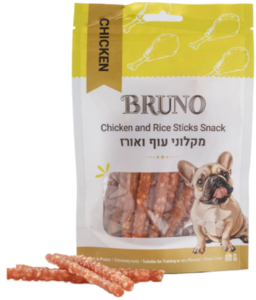 חטיף לכלבים ברונו מקלוני עוף ואורז 80 גרם - BRUNO