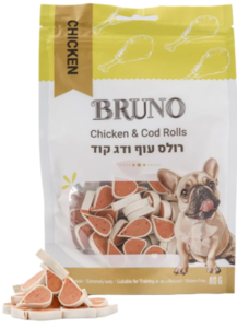 חטיף לכלבים ברונו רולס עוף ודג קוד 80 גרם - 