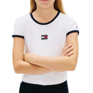 חולצה TOMMY HILFIGER מידות 2-16 לילדים בגוון לבן עם עיטור