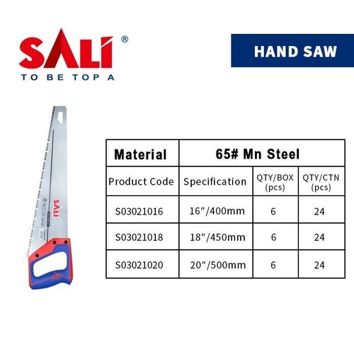 מסור יד מקצועי SALI החומר הוא 65 # פלדה MN, עם ידית PP + TPR בצבע כפול.