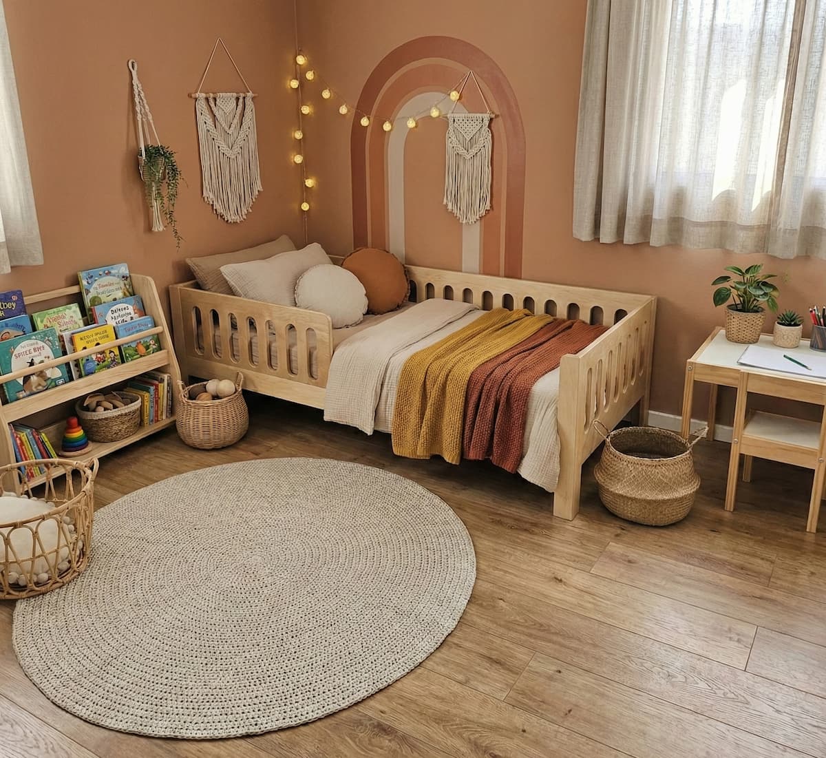 מיטה מונטסורית עם רגליים