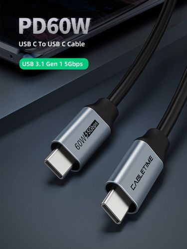 כבל USB C to USB C 60w Cable 3A Fast 0.5m Charging