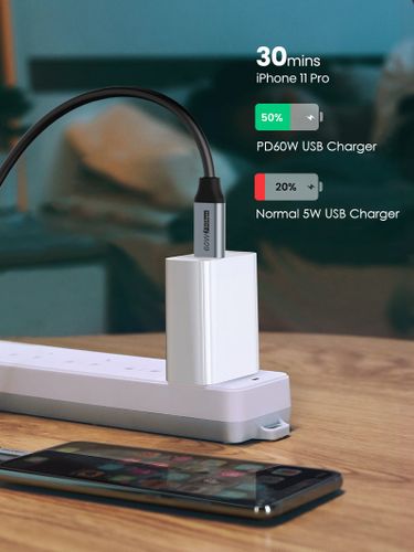 כבל USB C to USB C 60w Cable 3A Fast 0.5m Charging