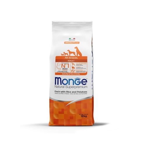 מונג' - מזון יבש לכלבים בוגרים מכל הגזעים - ברווז - 12 ק