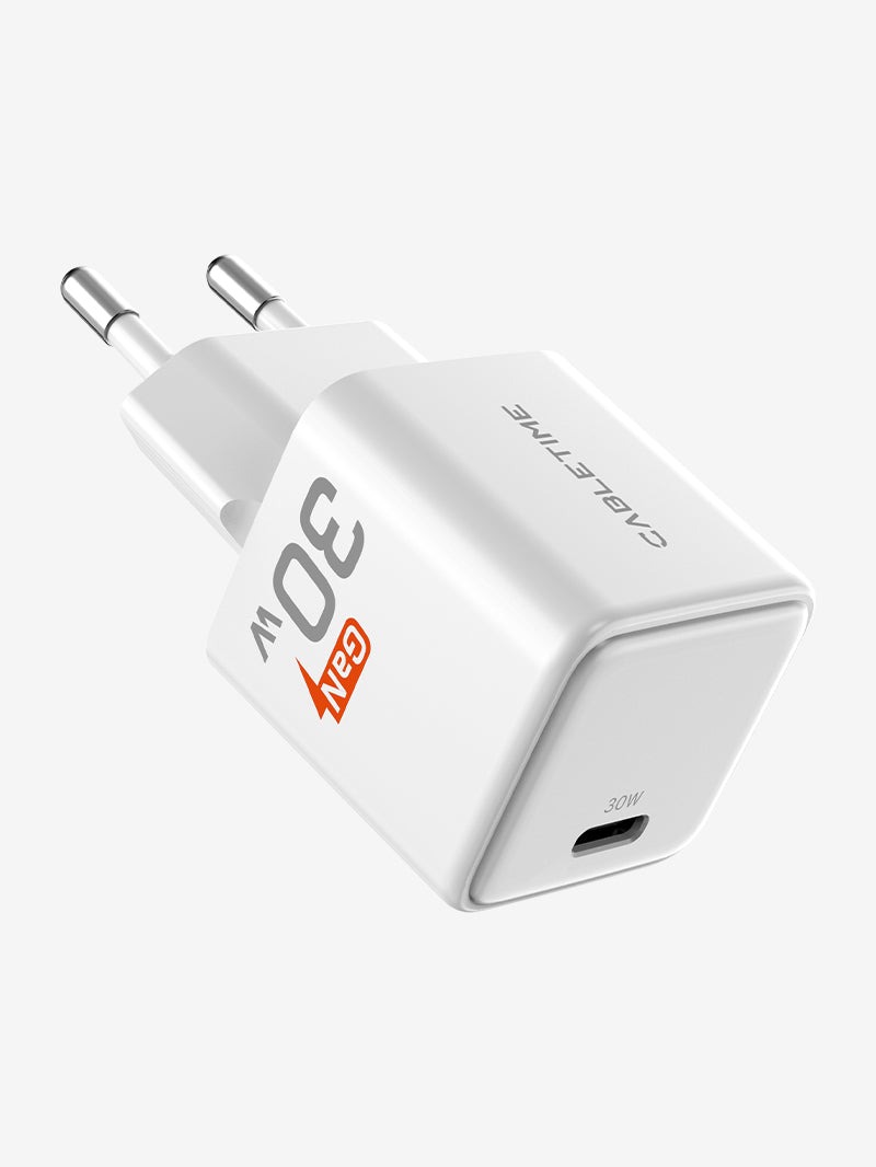 ראש מטען לקיר Cabletime 30W GaN USB-C PD Charger CT-GAN30-PW