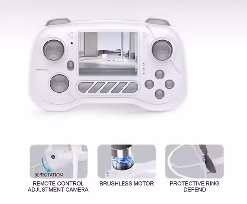   רחפן ג'ירוסקופי AEROVIEW DRONE עם מצלמת HD, שלט עצמאי עם מסך, אורות וטעינת USB MACHINA