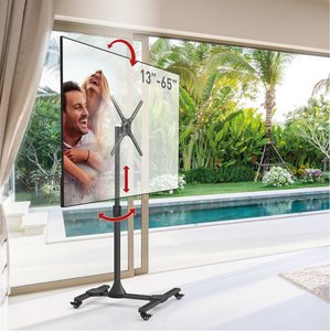 מתקן ריצפתי +גלגלים לטלוויזיה עד 65 אינץ - הטייה וכוונון גובה