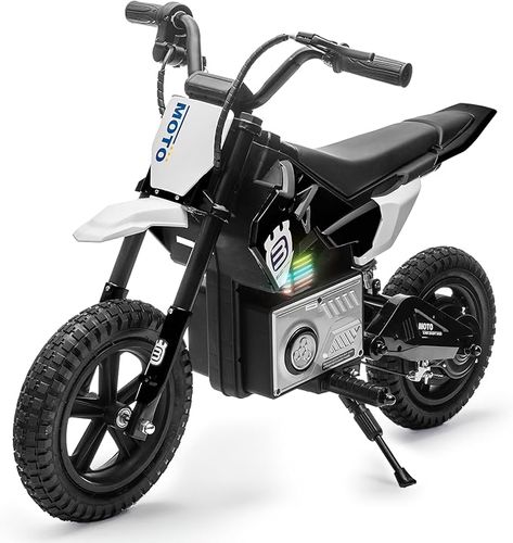 אופנוע מוטוקרוס ממונע חשמלי לילדים 36V בעיצוב שטח מקצועי - שחור/לבן