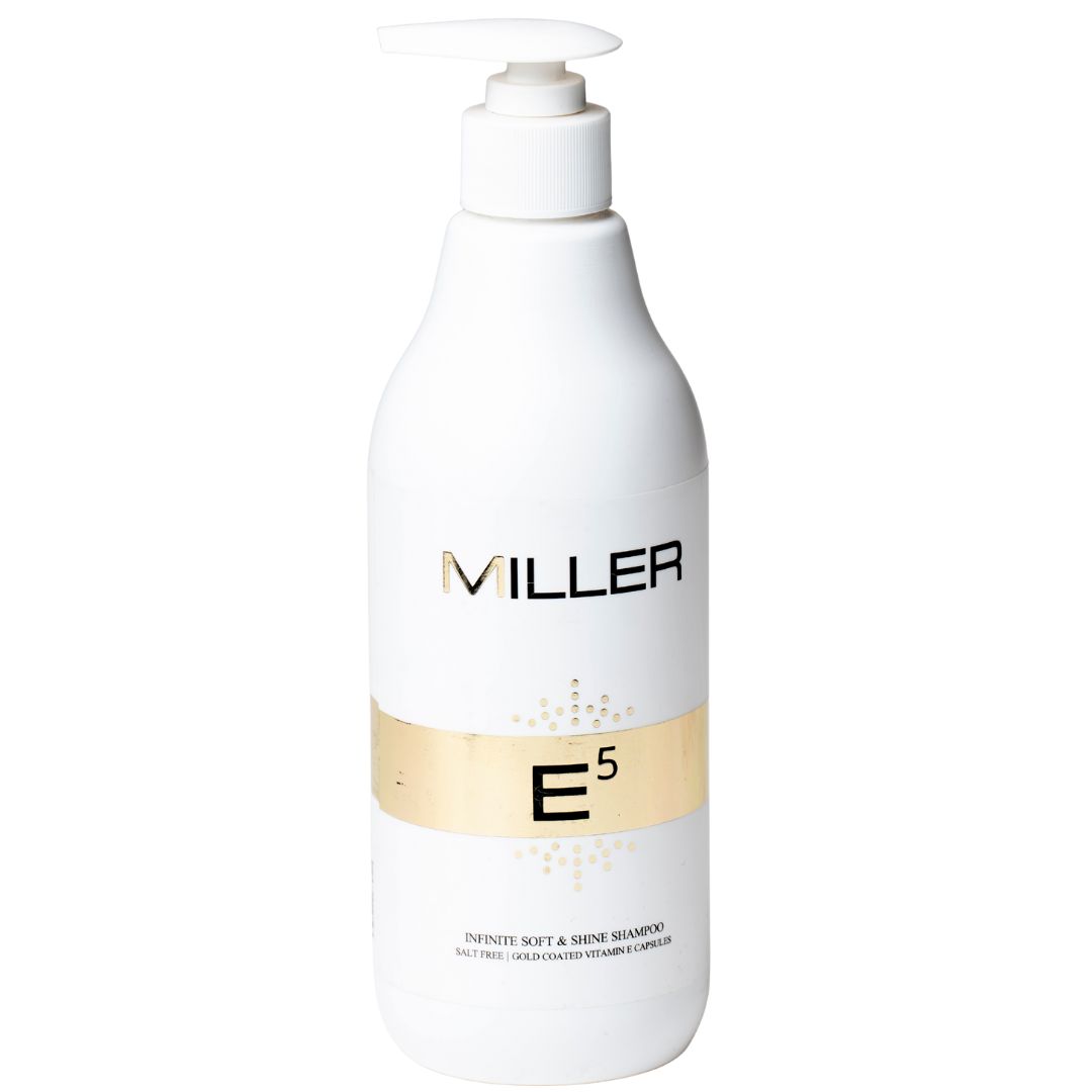 שמפו ללא מלחים MILLER E5 מועשר בקרטין מסדרת גולד מילר 500 מ"ל