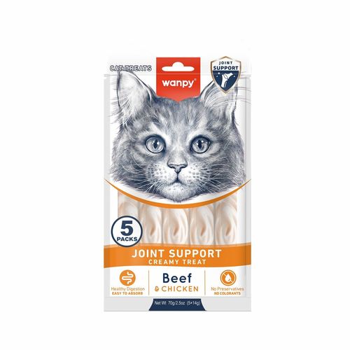 ונפי קרם ליקוק לחתול בטעם בקר ועוף לתמיכה במפרקים 70 גר'ונפי קרם ליקוק לחתול בטעם בקר ועוף לתמיכה במפרקים 70 גר'