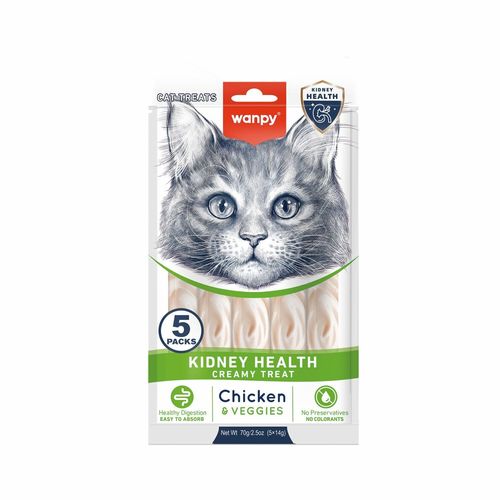 ונפי קרם ליקוק לחתול בטעם עוף וירקות, לתמיכה בכליות, 70 גר'ונפי קרם ליקוק לחתול בטעם עוף וירקות, לתמיכה בכליות, 70 גר'
