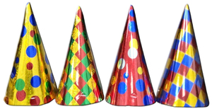 כובע ליצן לפורים גדול צבעוני דגמים שונים 34 ס"מ