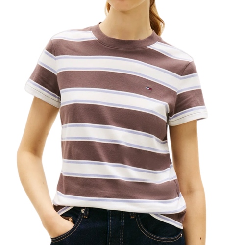 חולצה TOMMY JEANS מידות XS-XL לנשים בדוגמת פסים חומים