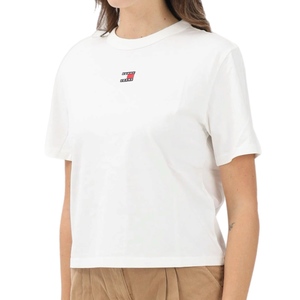 חולצה TOMMY JEANS מידות XS-XL לנשים בגוון לבן עם סמל