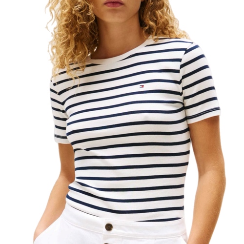 חולצה TOMMY JEANS מידות XS-XL לנשים בדוגמת פסים כחול-לבן
