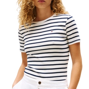 חולצה TOMMY JEANS מידות XS-XL לנשים בדוגמת פסים כחול-לבן
