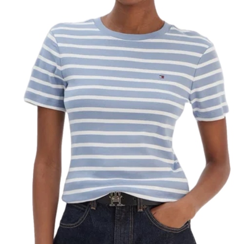 חולצה TOMMY JEANS מידות XS-XL לנשים בדוגמת פסים תכלת