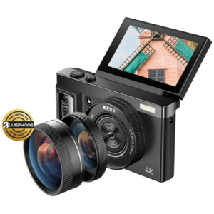 מצלמה קומפקטית בעברית עם מסך מתכוונן Flash Pro Max - שחור 