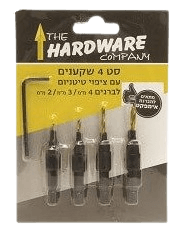 סט 4 שקענים עם חיבור מהיר למברגה