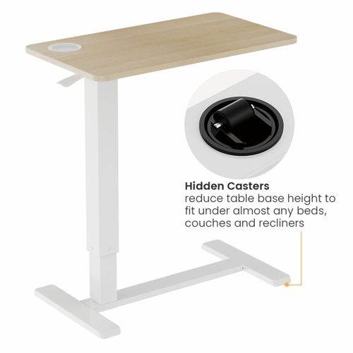 שולחן צד מתכוונן ללפטופ ארגונומי לעמידה וישיבה פנאומטי עם גלגלים נסתרים Lumi Brateck FMT02-2 שולחן סטנד אישי למחשב נייד הידראולי