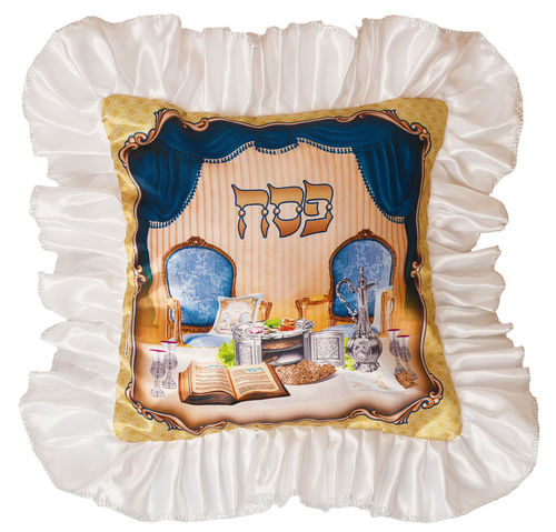 ציפית לכרית סאטן וילון כחול