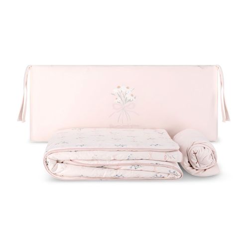 סט מצעים למיטת תינוק Wonderland - ורוד בהיר מודפס - Light Pink Printed