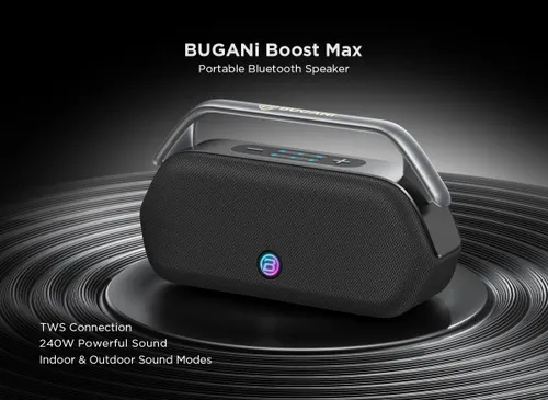 רמקול בלוטות נייד BUGANi Boost Max 240W - צבע שחור
