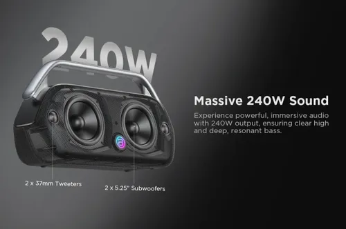 רמקול בלוטות נייד BUGANi Boost Max 240W - צבע שחור