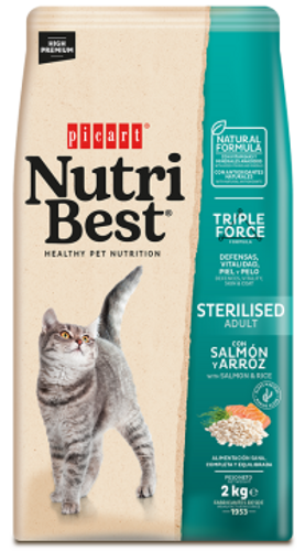מזון לחתולים Nutri Best Sterilized סלמון ואורז 2 ק