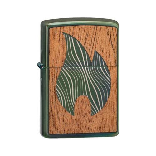 מצית זיפו להבה ירוקה מהגוני WOODCHUCK - ZIPPO