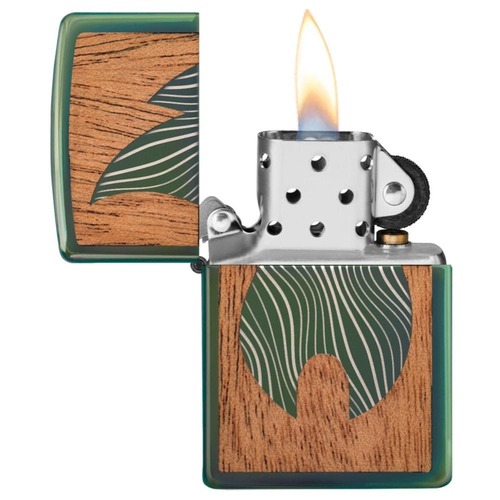 מצית זיפו להבה ירוקה מהגוני WOODCHUCK - ZIPPO