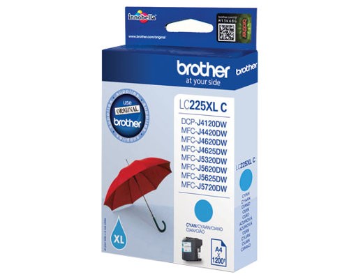 ראש דיו מקורי כחול  BROTHER LC-225XLC Cyan
