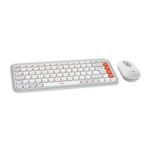 סט מקלדת ועכבר אלחוטיים בצבע אוף-וויט LOGITECH POP ICON COMBO 