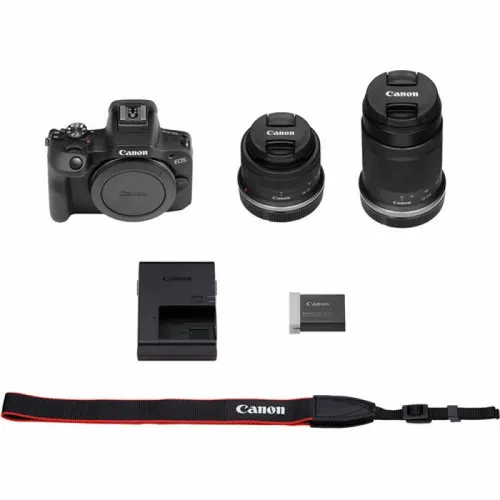 מצלמה ללא מראה Canon EOS R100 עם עדשות 18-45 מ״מ + 55-210 מ״מ – יבואן רשמי