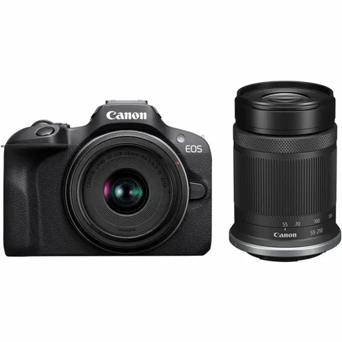 מצלמה ללא מראה Canon EOS R100 עם עדשות 18-45 מ״מ + 55-210 מ״מ – יבואן רשמי