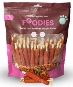 חטיף פודיס מקלות לעיסה כבש ועור בקר 1 ק"ג - Foodies Lamb and Rawhide roll sticks Snack 