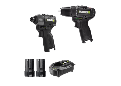 קיט מברגת אימפקט+מברגת פוטר 12V, זוג סוללות ומטען