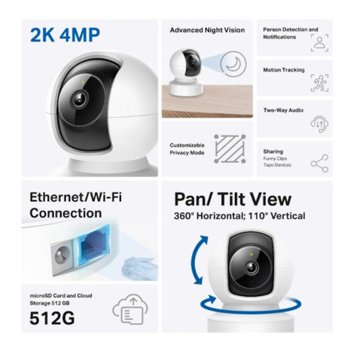 מצלמת אבטחה 360° Tapo C222 4MP מבית TP-LINK
