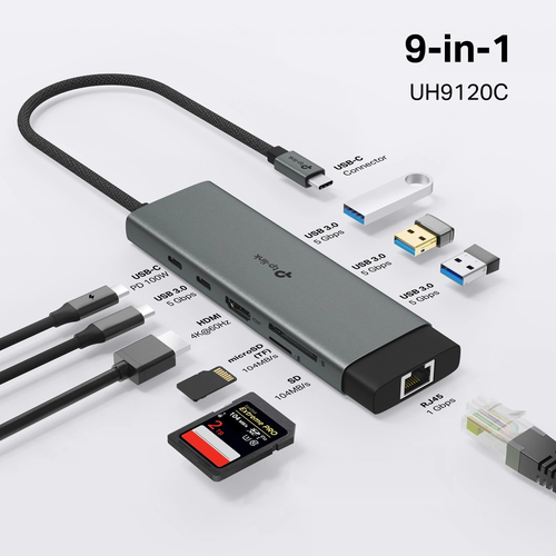 UH9120C USB Type-C 9-in-1 Hub מבית TP-LINK