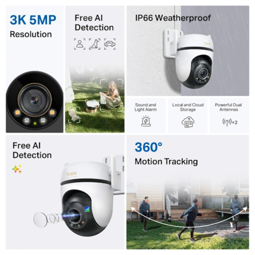 מצלמת אבטחה 360° Tapo C530WS 5MP מבית TP-LINK