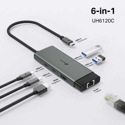 UH6120C USB Type-C 6-in-1 Hub מבית TP-LINK