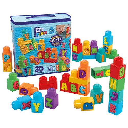 MEGA BLOKS - תיק אבני בנייה 30 חלקים ABC מגה בלוקס  