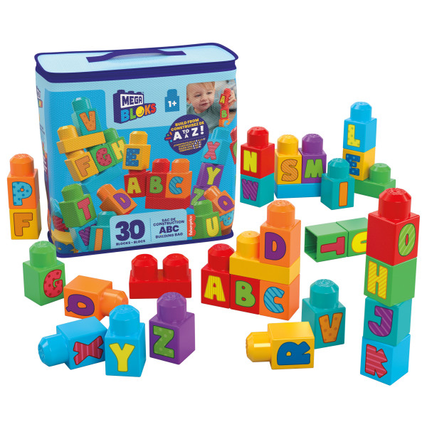 MEGA BLOKS - תיק אבני בנייה 30 חלקים ABC מגה בלוקס  