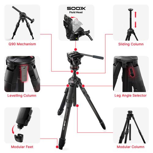 קיט חצובת אלומיניום פתיחה מהירה Manfrotto One + ראש וידאו 500X