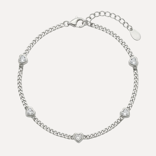 צמיד לבבות משובצות