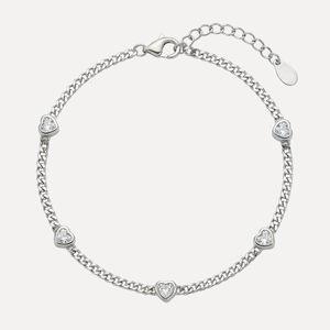 צמיד לבבות משובצות