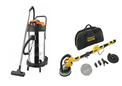 מלטשת קירות טלסקופית Stanley 750W + שואב אבק 70 ליטר יבש / רטוב כולל שקע מובנה 2400 וואט 