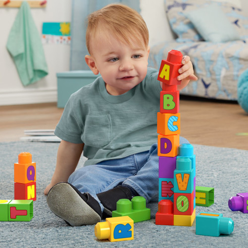 MEGA BLOKS - תיק אבני בנייה 30 חלקים ABC מגה בלוקס  