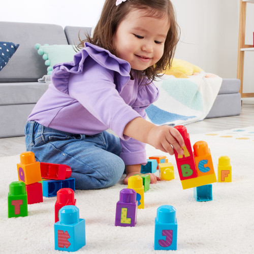 MEGA BLOKS - תיק אבני בנייה 30 חלקים ABC מגה בלוקס  